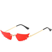 2020 new arrivals bat fashion personalezed cute rimless shades custom designer luxury metal Flame sunglasses women 77033